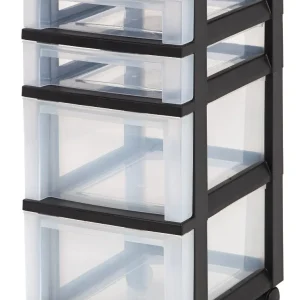 Storage Cart with Organizer Top - 4 Drawer | Black