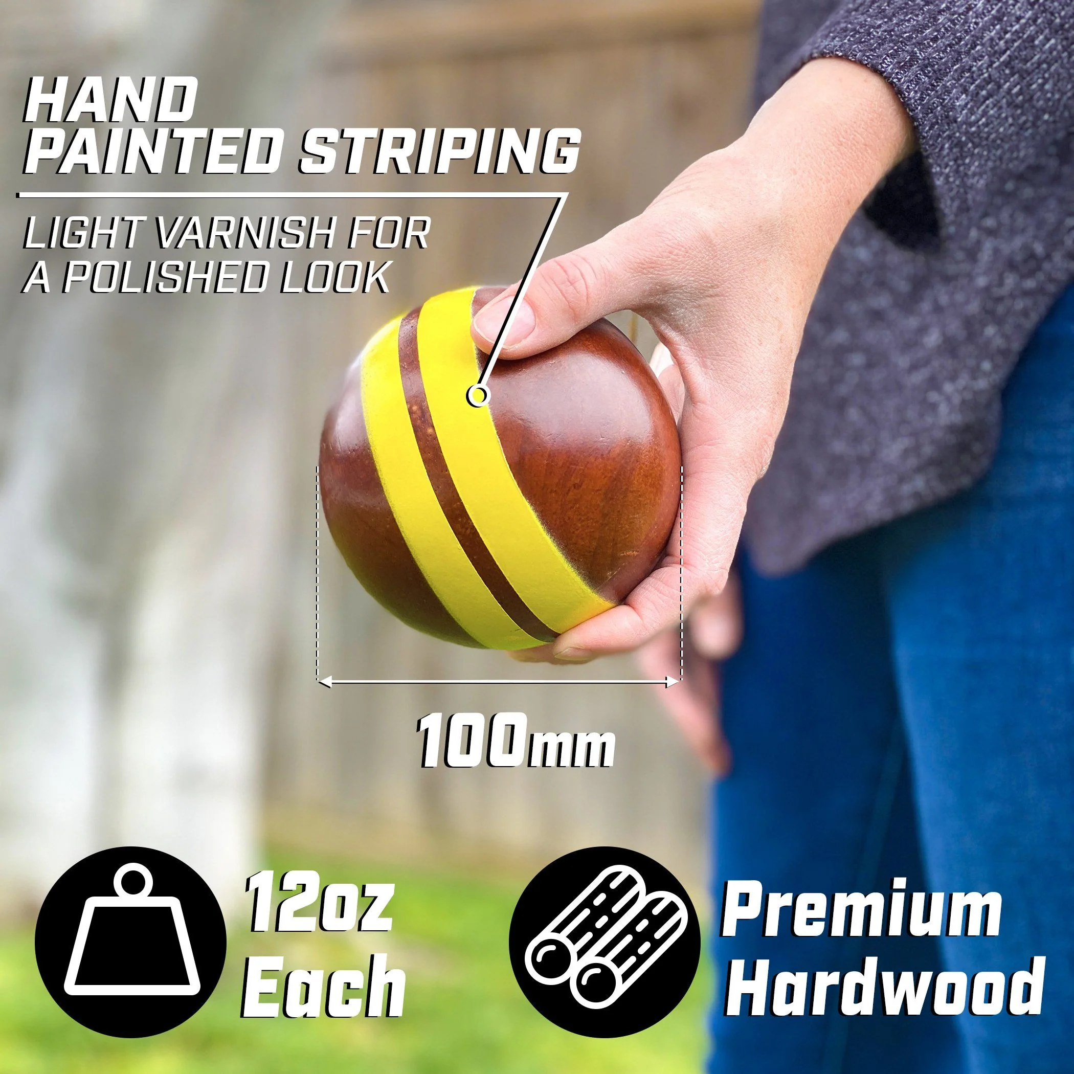 100 mm Hardwood Bocce Set - Image 3