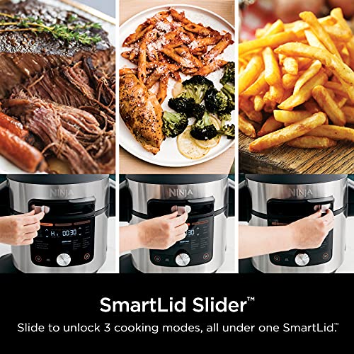 Ninja OL701 Foodi 14 in 1 SMART XL 8 Qt. Pressure Cooker Steam Fryer with SmartLid & Thermometer Auto Steam Release, that Air Fries, Proofs & More, 3 Layer Capacity, 5 Qt. Crisp Basket, Silver/Black - Image 3