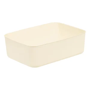 Medium Plastic Storage Organizer Basket, Off-White