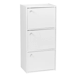 3-Door Wood Storage Shelf, White
