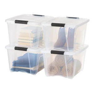 Stack & Pull Storage Box - 32 QT Clear 4 Pack | 4 Pack
