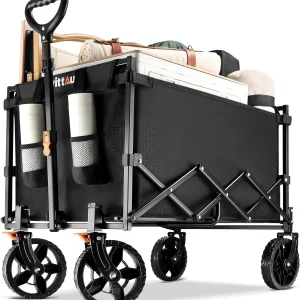Uyittour Collapsible Wagon Cart Heavy Duty Foldable, Utility Grocery Wagon for Camping Sports Shopping