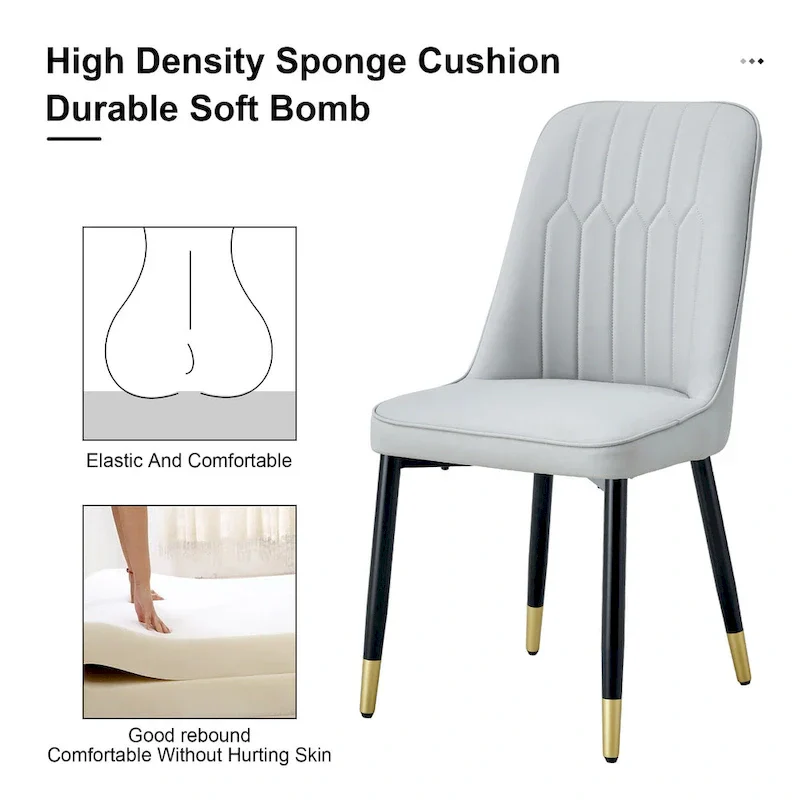Contemporary Set of 4 Faux Leather Dining Chairs with Cushioned Backrests and Metal Legs – Ideal for Dining Rooms, Living Rooms, and Bedrooms - Image 9