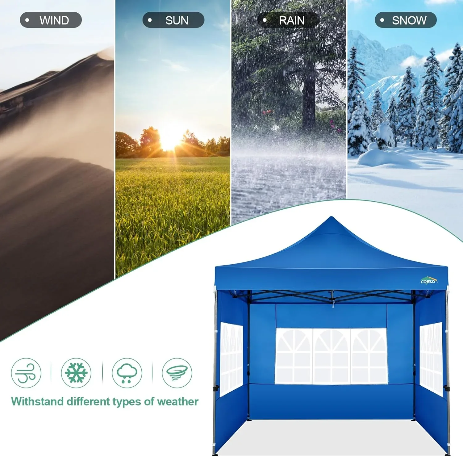 COBIZI 10x20 Heavy Duty Pop up Canopy Tent with 6 sidewalls Easy Up Commercial Outdoor Canopy Wedding Party Tents for Parties All Season Wind & Waterproof Gazebo with Roller Bag,Black(Frame Thickened) - Image 186