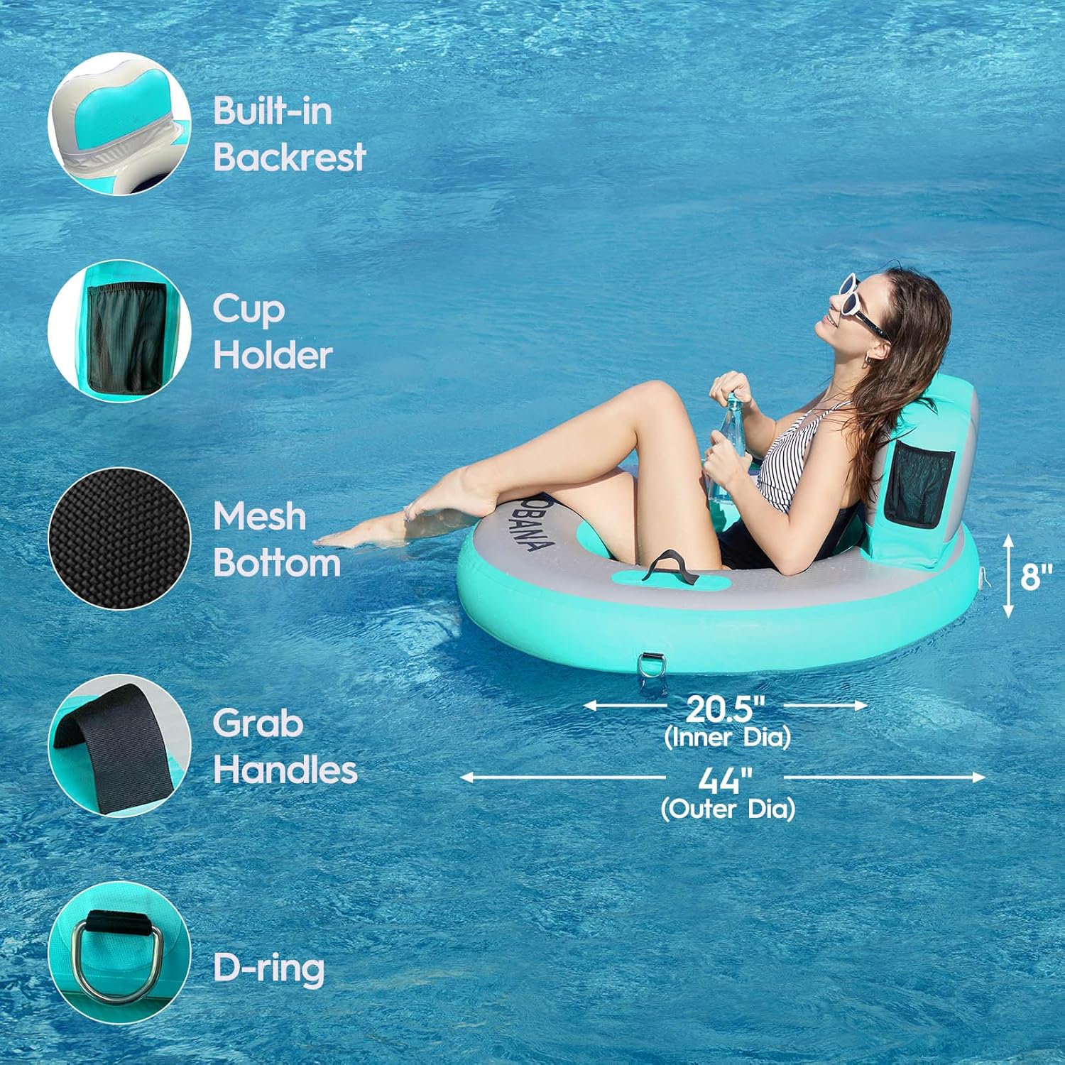 Round Floating Ring Hammock - Heavy Duty Inflatable Raft - Image 15