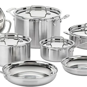 MultiClad Pro Stainless-Steel Cookware 13-Piece Cookware Set, Silver