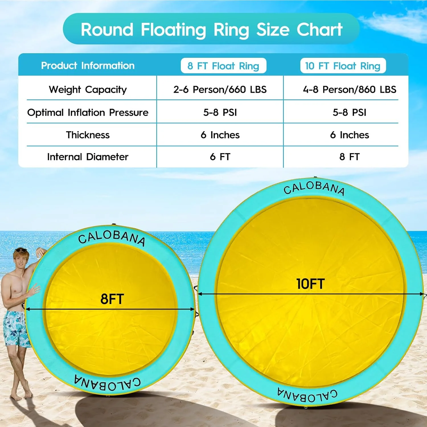 Round Floating Ring Hammock - Heavy Duty Inflatable Raft - Image 79