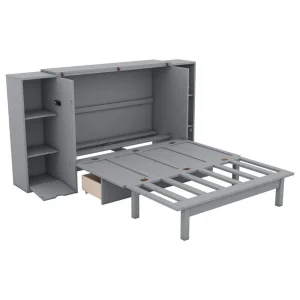 Murphy Wall Bed with Storage Shelves Drawers and USB Charging