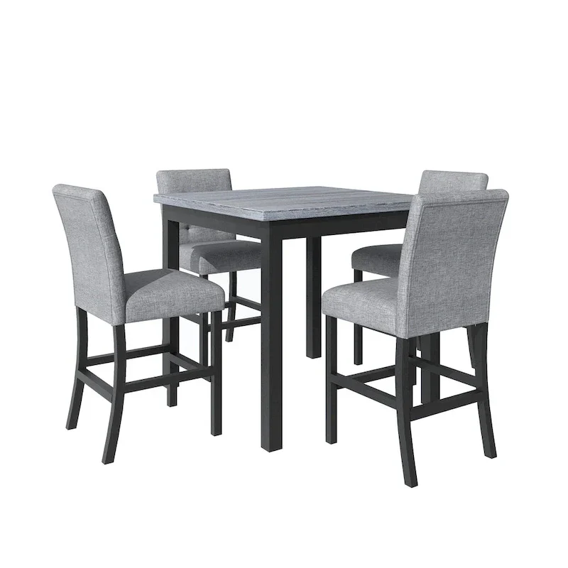 5 Piece Counter Height Dining Set, Wood Dining Table Set with Rectangle Table and 4 Upholstered High Back Chairs - Image 8
