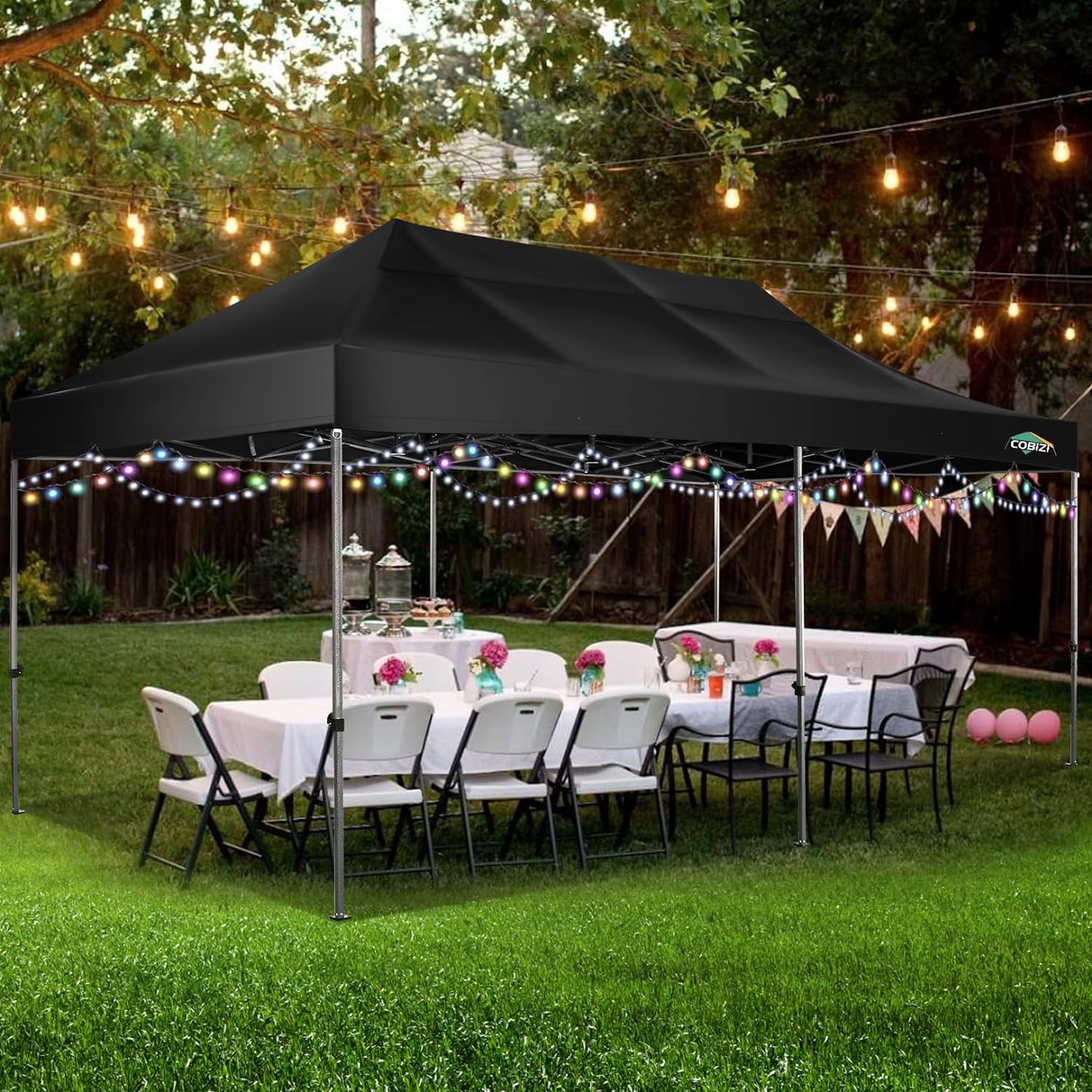 COBIZI 10x20 Heavy Duty Pop up Canopy Tent with 6 sidewalls Easy Up Commercial Outdoor Canopy Wedding Party Tents for Parties All Season Wind & Waterproof Gazebo with Roller Bag,Black(Frame Thickened) - Image 40