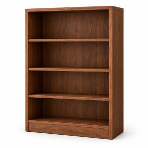 Walnut Four-Compartment Open Bookcase