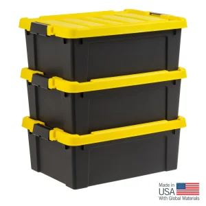 12-Gal Heavy-Duty Storage Containers with Latching Lids – 3-Pack