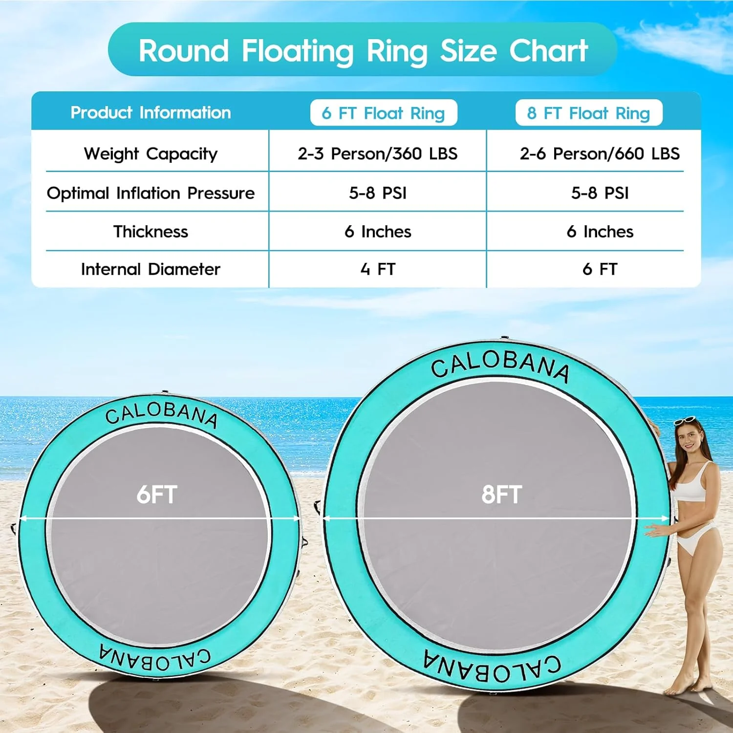 Round Floating Ring Hammock - Heavy Duty Inflatable Raft - Image 55