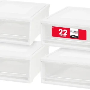 22 Qt Under Bed Storage Drawer, 4 Pack, White