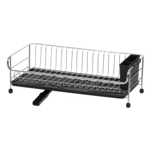 1-tier Slim Dish rack with Drain Spout Black | Black