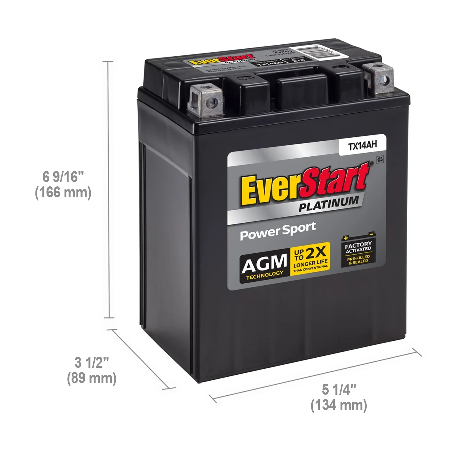 EverStart Platinum AGM PowerSport Battery, Group Size TX14AH 12 Volt, 220 CCA - Image 5