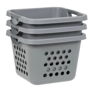 Collapsible Laundry Hamper – 30L Foldable Storage Baskets, Gray/Dark Gray, Pack of 3