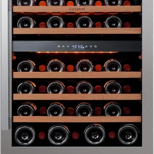24'' Wine Cooler Refrigerator - 46 Bottle Wine Fridge Dual Zone with Modern Touch Intelligent Digital 40°-65°F Low Noise, Built in or Freestanding Wine Cooler for Home and Kitchen