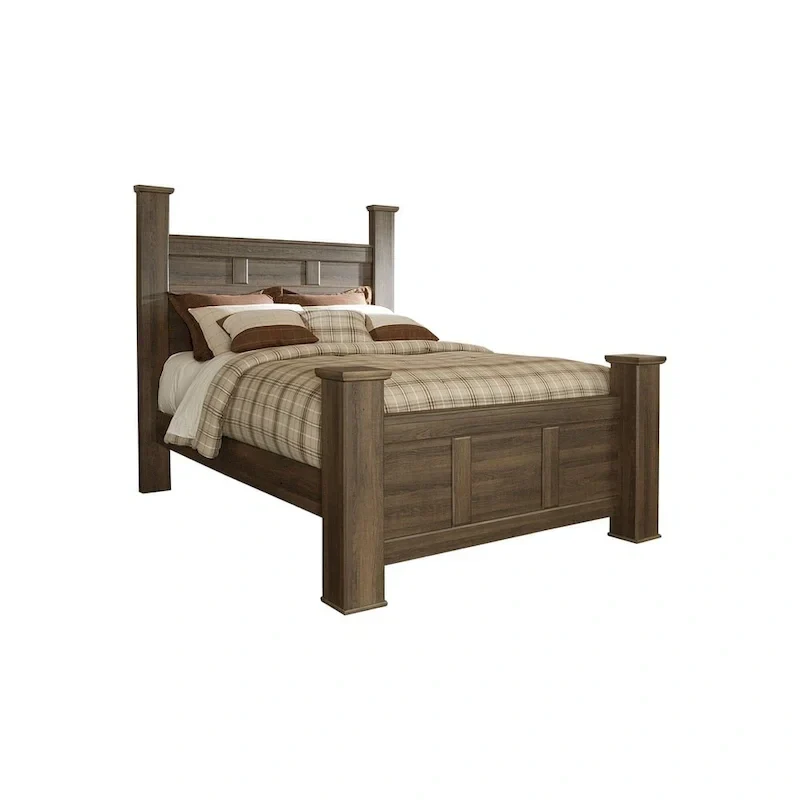 Farmhouse Poster Bed with Wooden Frame and Panel Headboard - Image 2