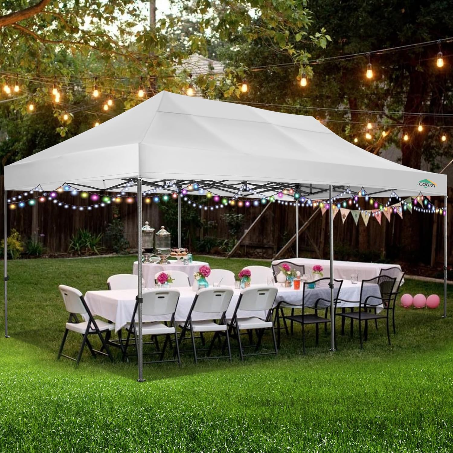 COBIZI 10x20 Heavy Duty Pop up Canopy Tent with 6 sidewalls Easy Up Commercial Outdoor Canopy Wedding Party Tents for Parties All Season Wind & Waterproof Gazebo with Roller Bag,Black(Frame Thickened) - Image 106