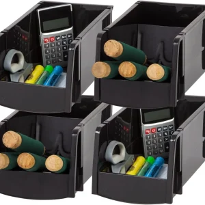 Stackable Open Front Shelf Bin Storage Organizer | M - 4 Pack