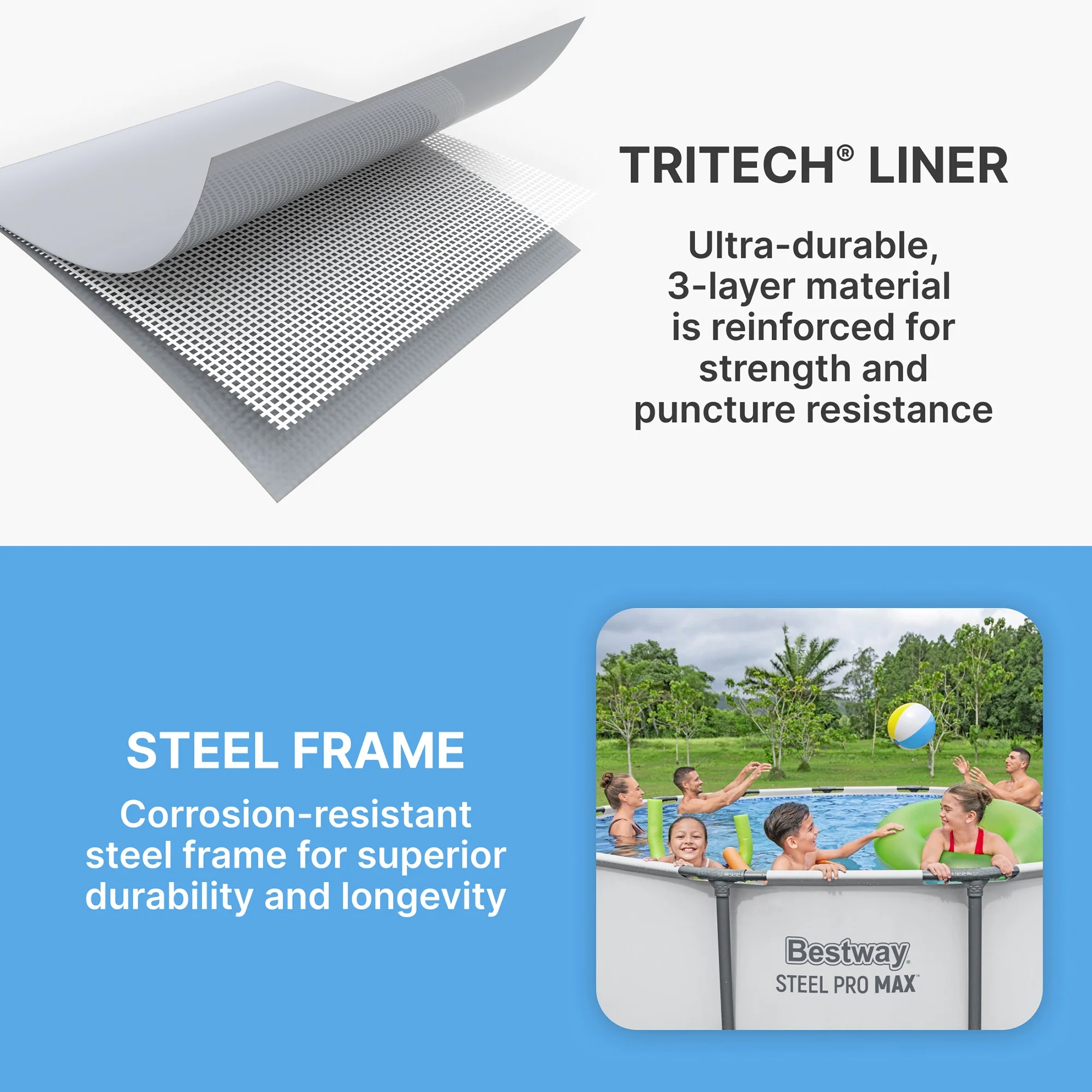 Bestway: Steel Pro MAX 15' X 48" Above Ground Pool Set - 4231 Gallon, Outdoor Family Pool, Corrosion & Puncture Resistant, Includes Filter, Pump, Ladder & Cover - Image 4