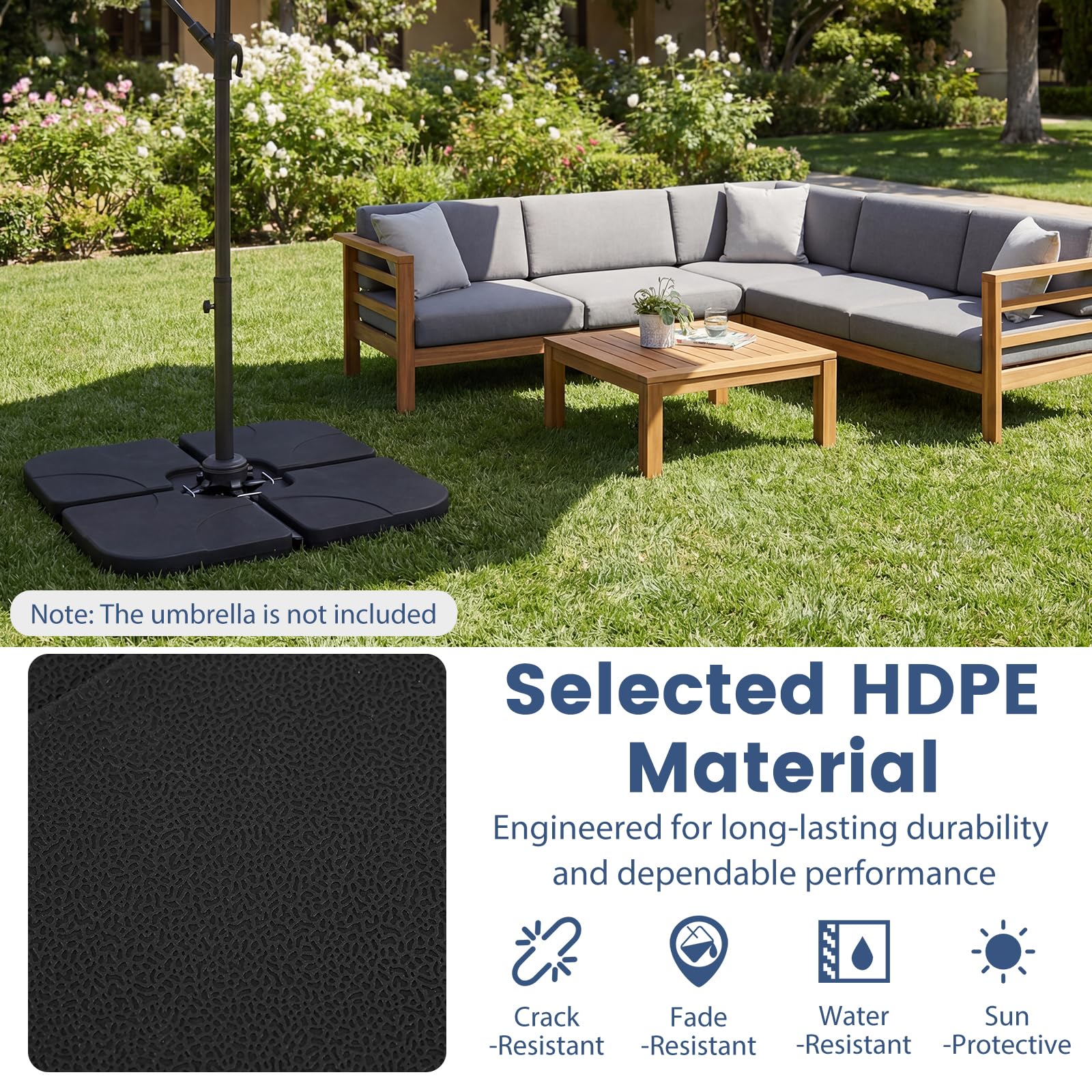 Tangkula 4 Piece 164 Lbs Umbrella Base for Patio - Image 3