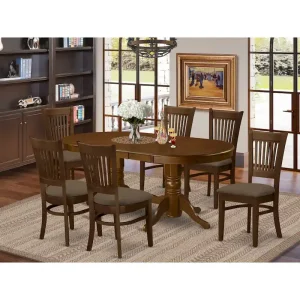 East West Furniture 7-Piece Oval Dining Set - Espresso Wooden Table with 6 Matching Chairs (Customizable Seat Options)