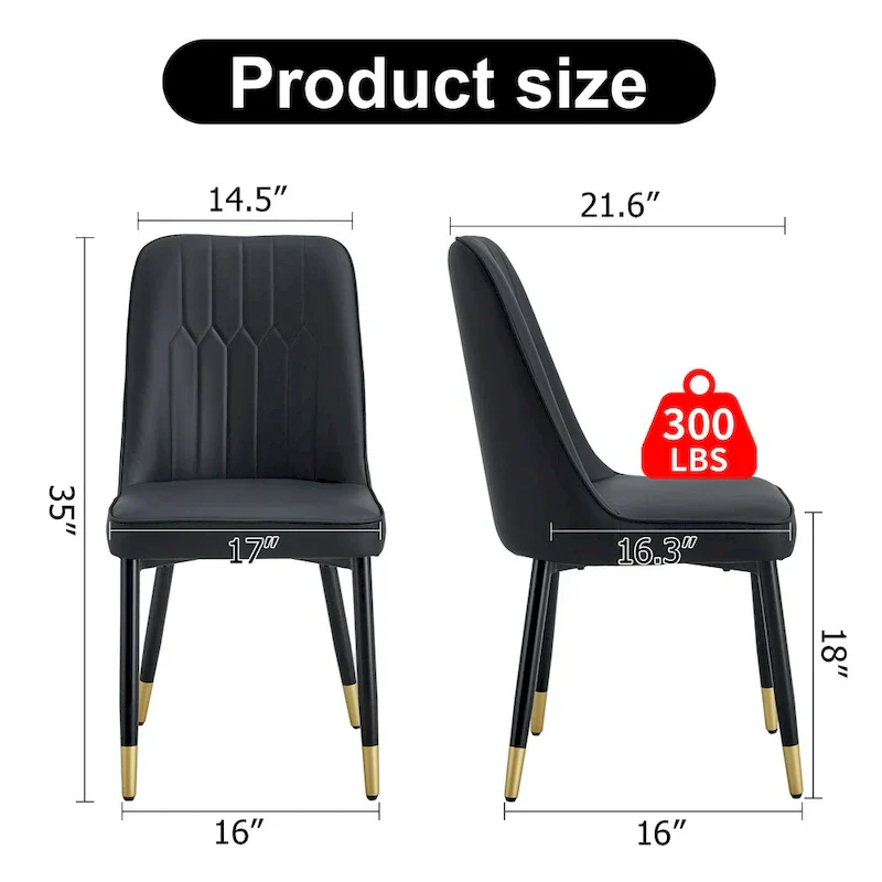 Contemporary Set of 4 Faux Leather Dining Chairs with Cushioned Backrests and Metal Legs – Ideal for Dining Rooms, Living Rooms, and Bedrooms - Image 17