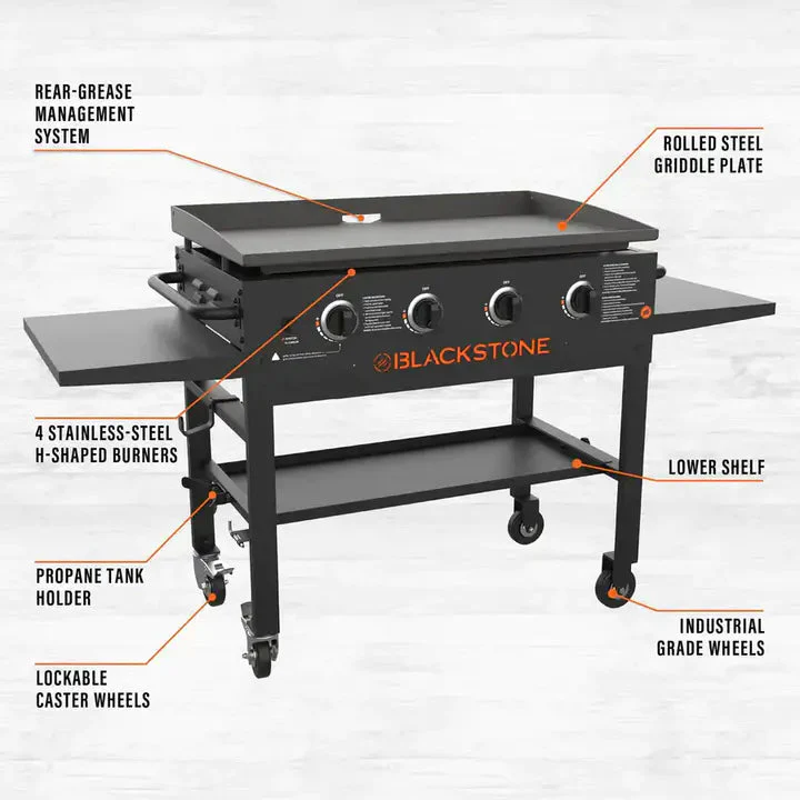 Blackstone 4-Burner 36" Griddle Cooking Station with Side Shelves - Image 6