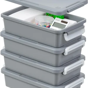 3 Qt. Plastic Craft Storage Container Bins with Lids, 4 Pack
