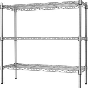 3-Shelf Storage Wire Shelves Heavy Duty 3 Tiers Standing Shelving Units Adjustable Metal Organizer Wire Rack, Chrome