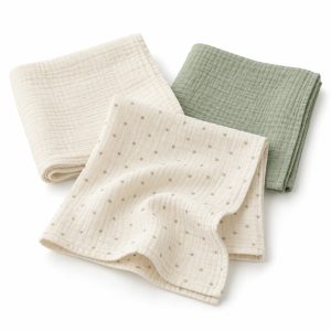 Neutral Cotton Muslin Squares, Set of 3