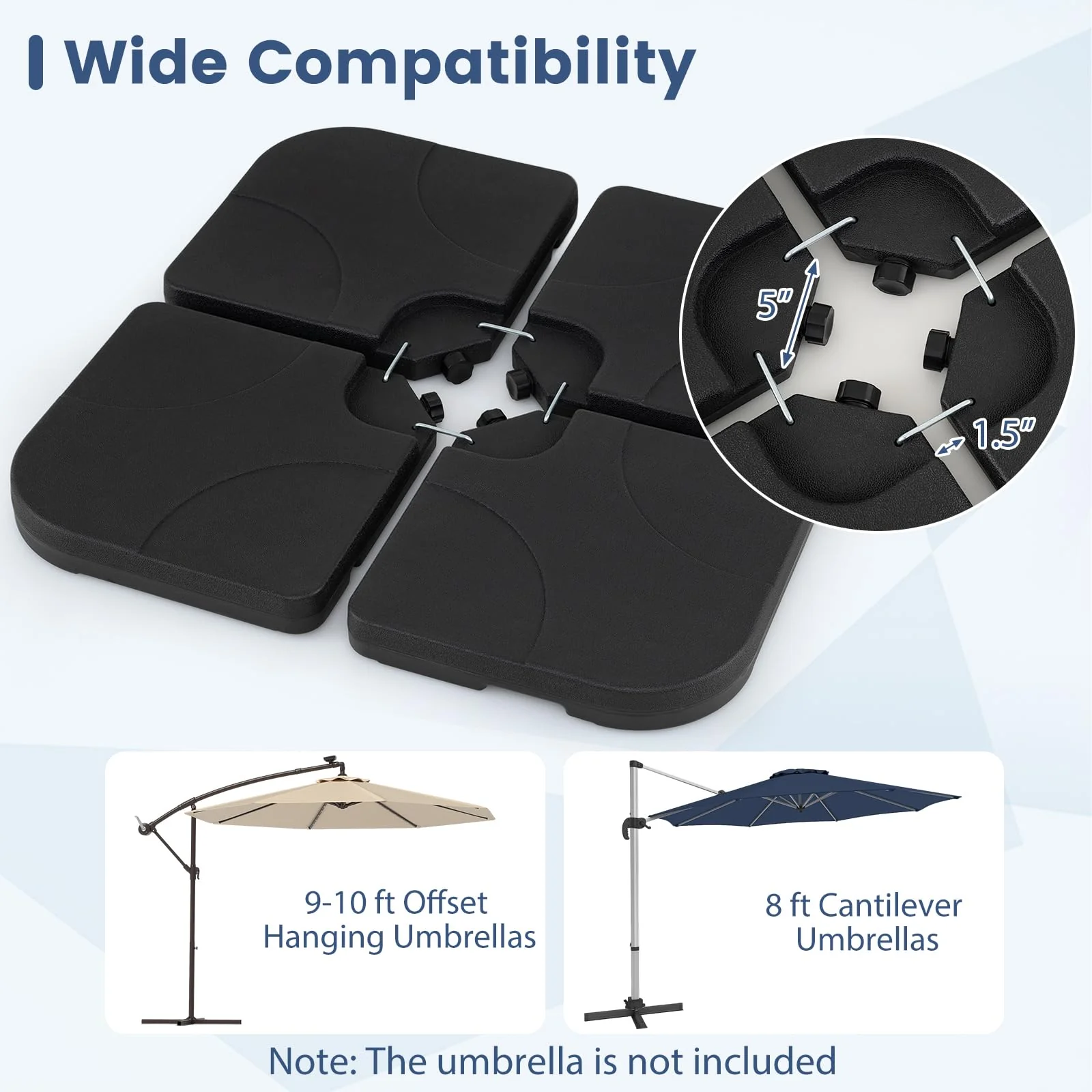 Tangkula 4 Piece 164 Lbs Umbrella Base for Patio - Image 5