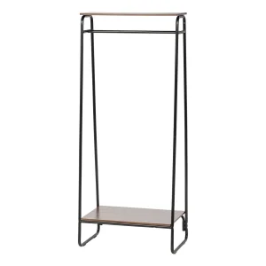 Metal Garment Rack with Wood Shelf - 2 Shelf | Black