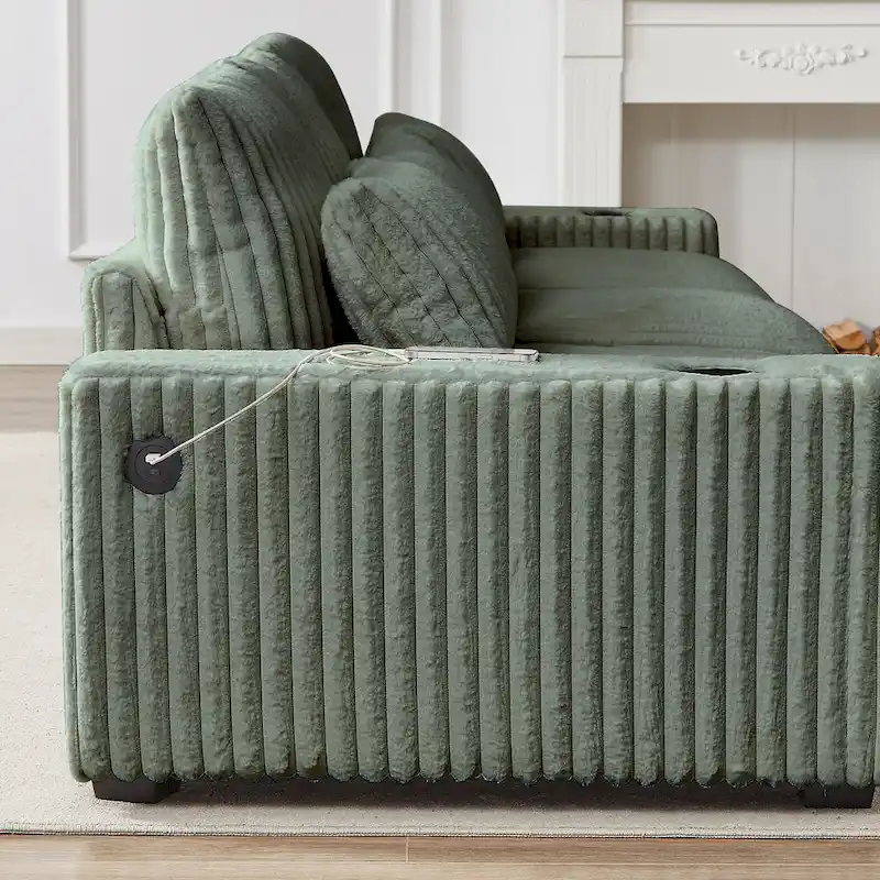 126W Large L-Shaped Corduroy Sofa with USB Charging Port - Image 36