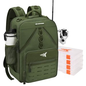 KastKing KarryAll Medium Fishing Tackle Daily Backpack | Army Green / Bag With 4pcs Tackle Box