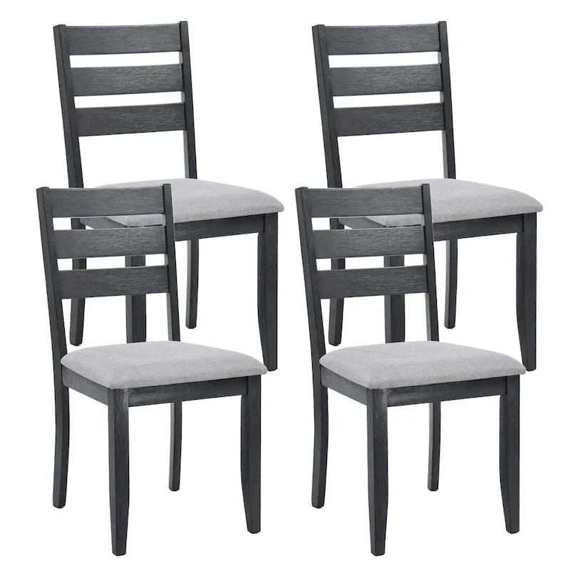 Set of 4 Slat Back Wooden Dining Chairs - Image 4