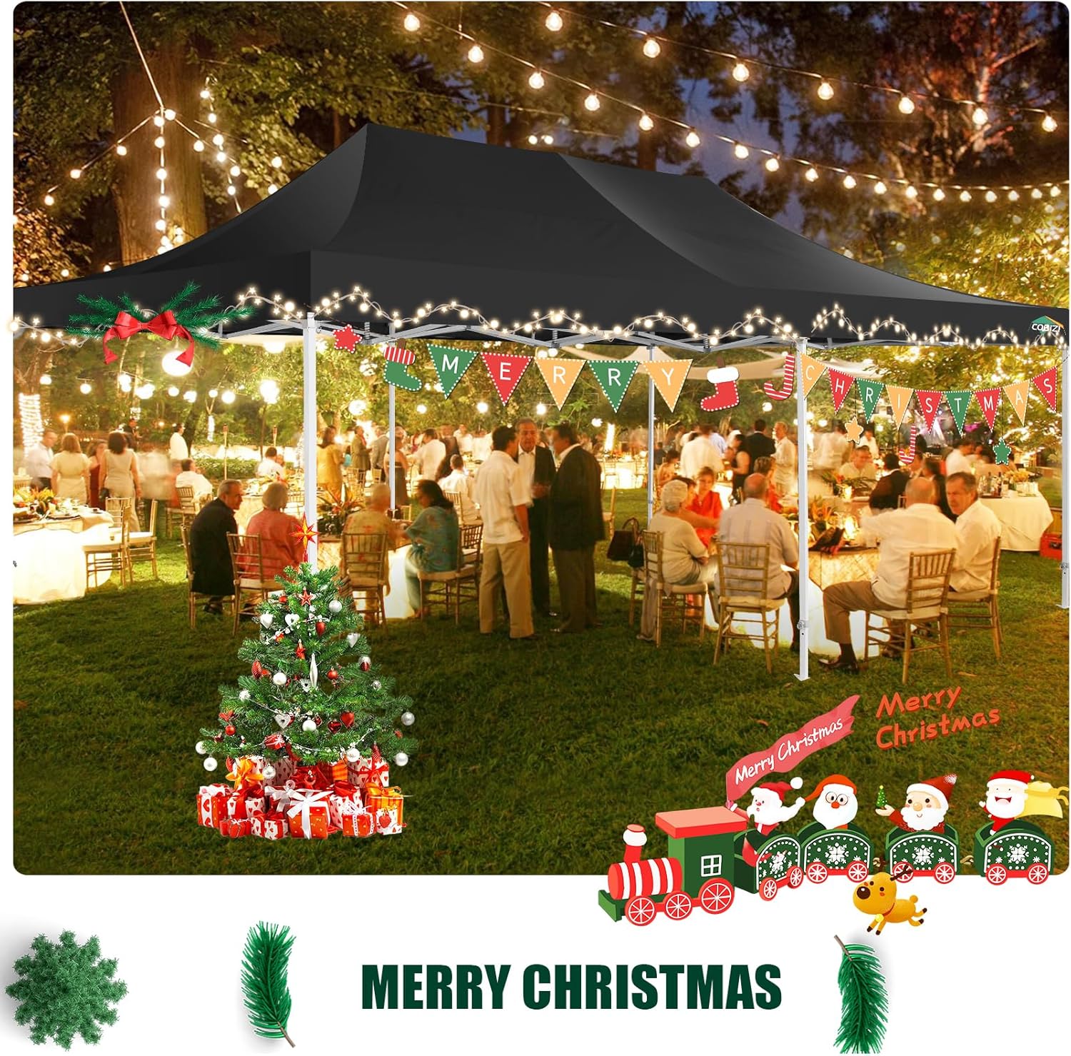 COBIZI 10x20 Heavy Duty Pop up Canopy Tent with 6 sidewalls Easy Up Commercial Outdoor Canopy Wedding Party Tents for Parties All Season Wind & Waterproof Gazebo with Roller Bag,Black(Frame Thickened) - Image 214