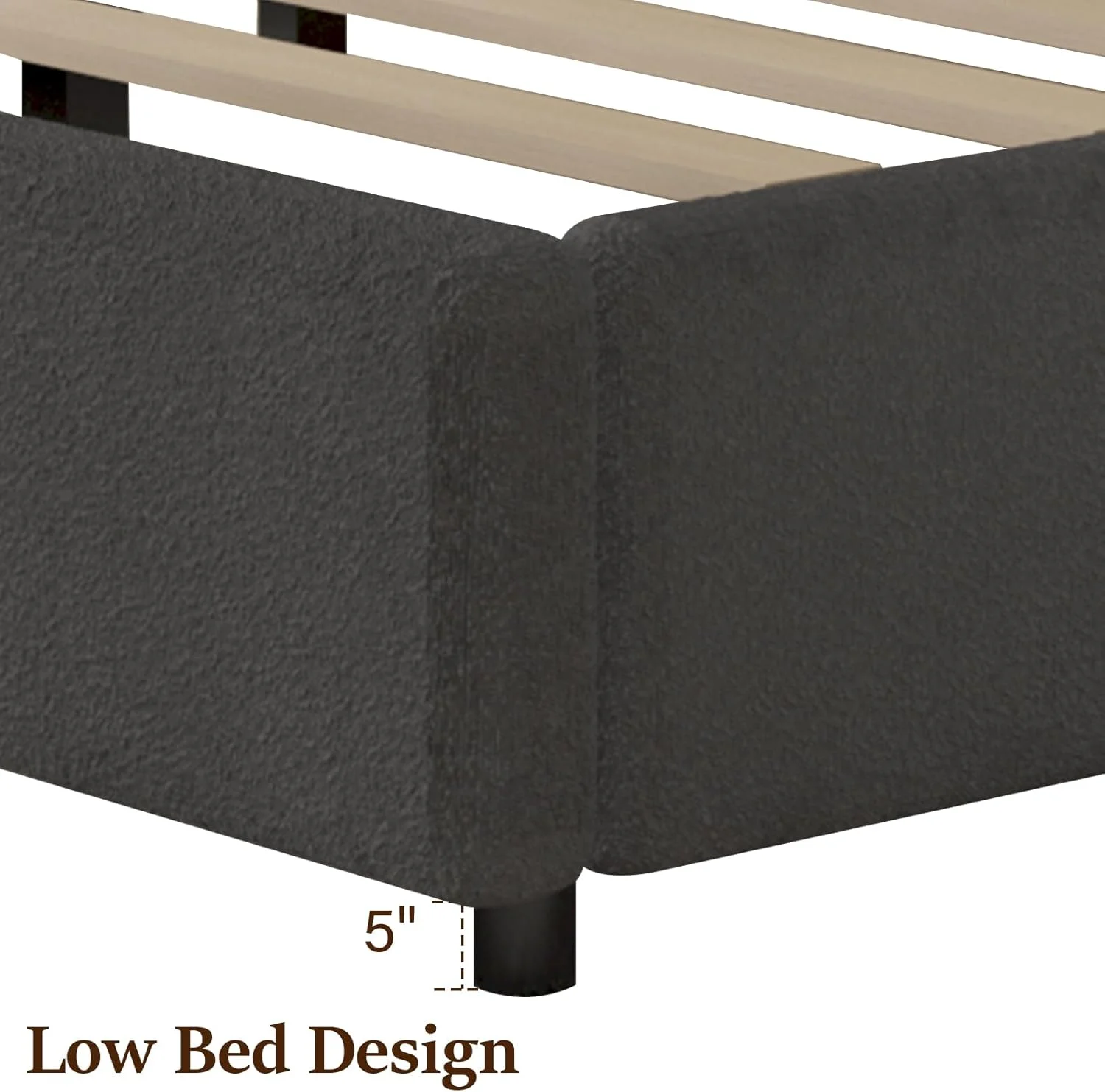 4 EVER WINNER Queen Size Bed Frame, Boucle Upholstered Bed Frame with Headboard, White Queen Bed Frame, White - Image 13