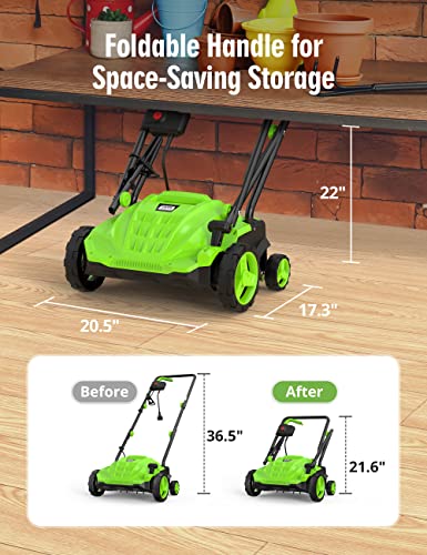 SWIPESMITH 13-Inch 12 Amp Electric Dethatcher Scarifier with Foldable Handle, 2-in-1 Lawn Dethatcher - Image 2