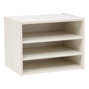 TACHI Modular Wood Storage Organizer Box with Adjustable Shelves, Off White