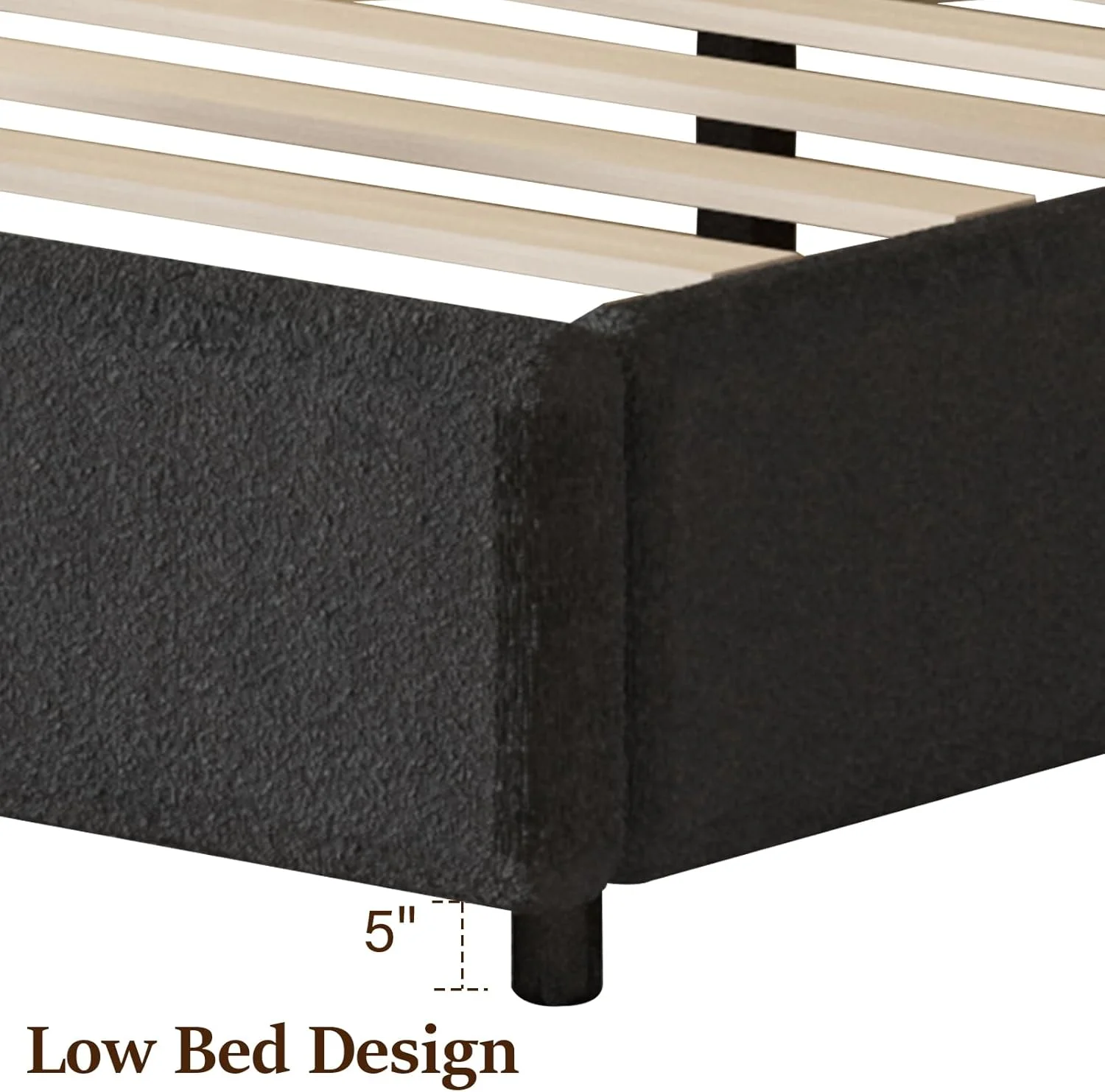 4 EVER WINNER Queen Size Bed Frame, Boucle Upholstered Bed Frame with Headboard, White Queen Bed Frame, White - Image 18