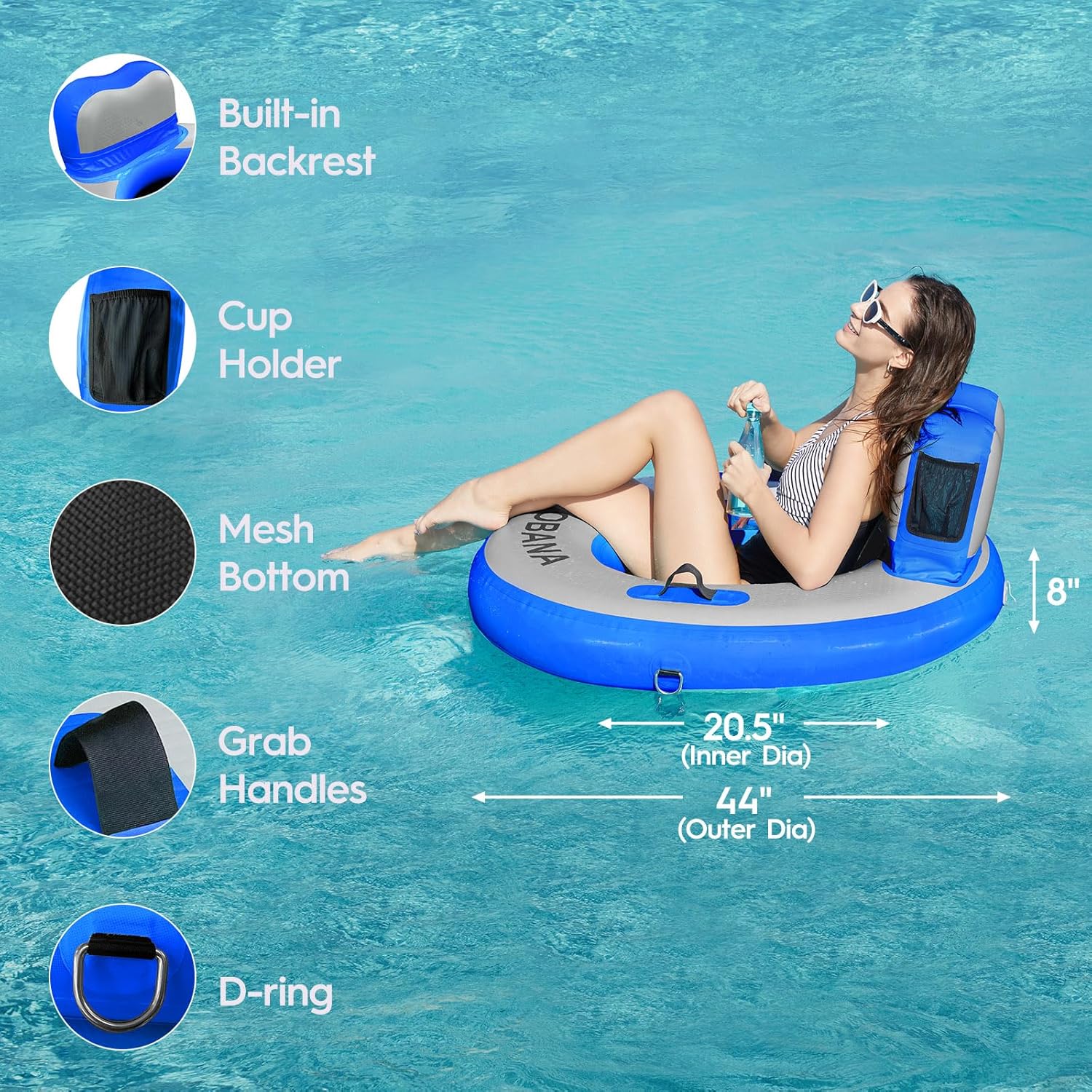 Round Floating Ring Hammock - Heavy Duty Inflatable Raft - Image 58