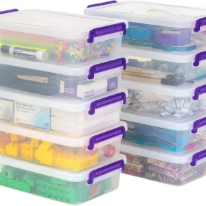 3 Qt. Plastic Craft Storage Container Bins with Lids, 10 Pack