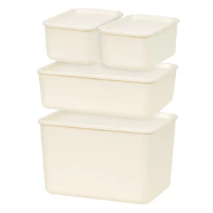 Stackable Lidded Storage Organizer Bins for Kitchen, Bathroom and Bedroom, Combo (S/S/M/L)