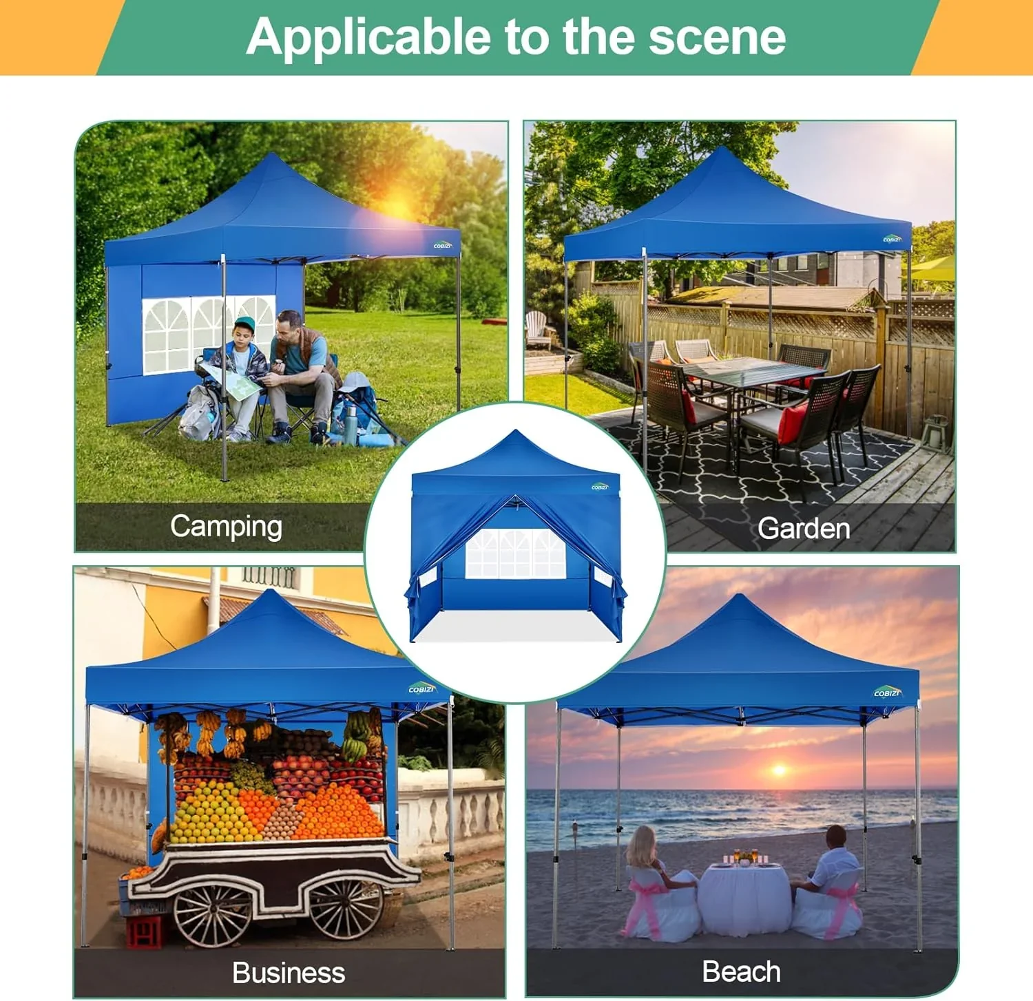COBIZI 10x20 Heavy Duty Pop up Canopy Tent with 6 sidewalls Easy Up Commercial Outdoor Canopy Wedding Party Tents for Parties All Season Wind & Waterproof Gazebo with Roller Bag,Black(Frame Thickened) - Image 187