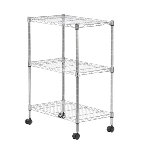 3-Tier Metal Wire Shelf Storage Unit with Casters Wheels, Silver
