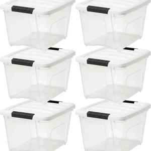 19 Qt Stackable Plastic Storage Bins with Lids, 6 Pack